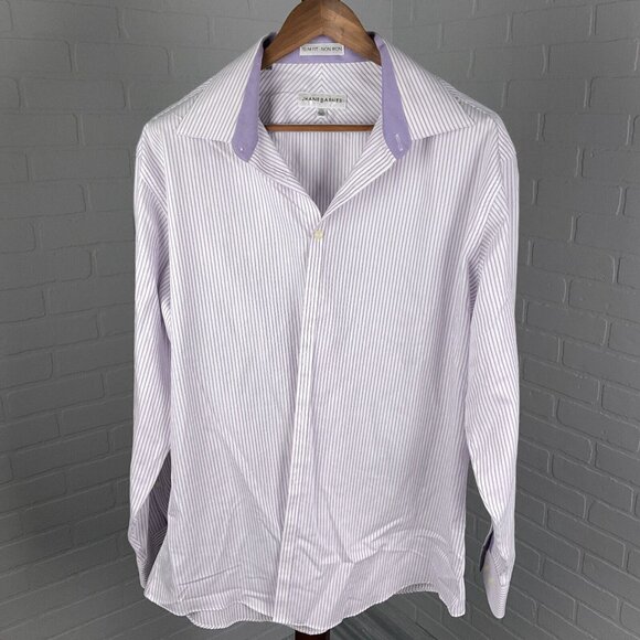 Jhane Barnes Shirt Mens XLarge Purple White Stripe Embossed‎ Slim Fit Dress - Picture 2 of 10